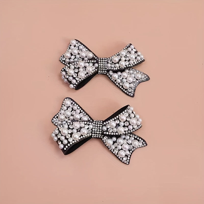 Women Rhinestone Bowknot Shoe Clips Detachable Decor