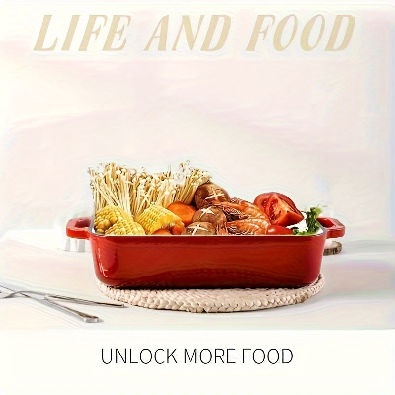 Enamel Square Baking Pan Non-Stick for Fish Steak BBQ Versatile