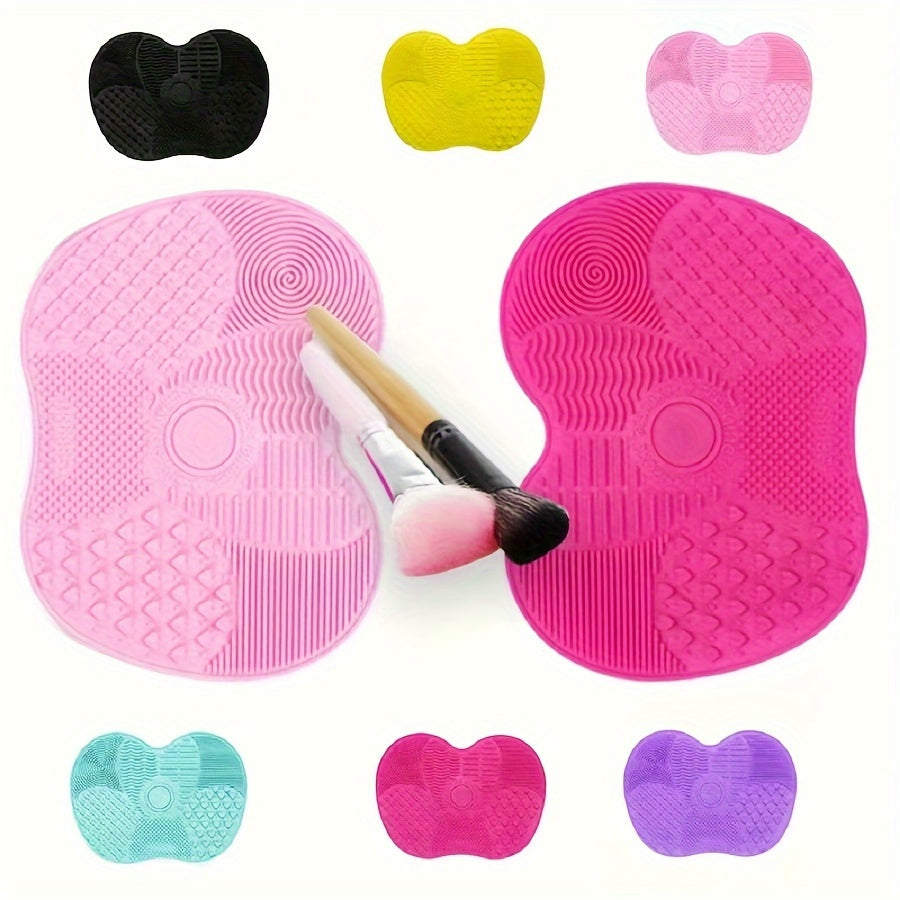 Pink Silicone Apple-Shaped Scrub Pad with Suction Cup for Beauty Care