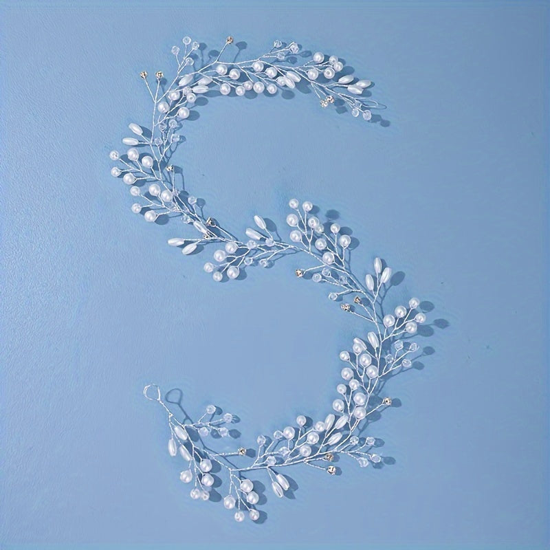 Elegant Fairy-Style Pearl and Braided Hairband for Bridal Wedding Accessories