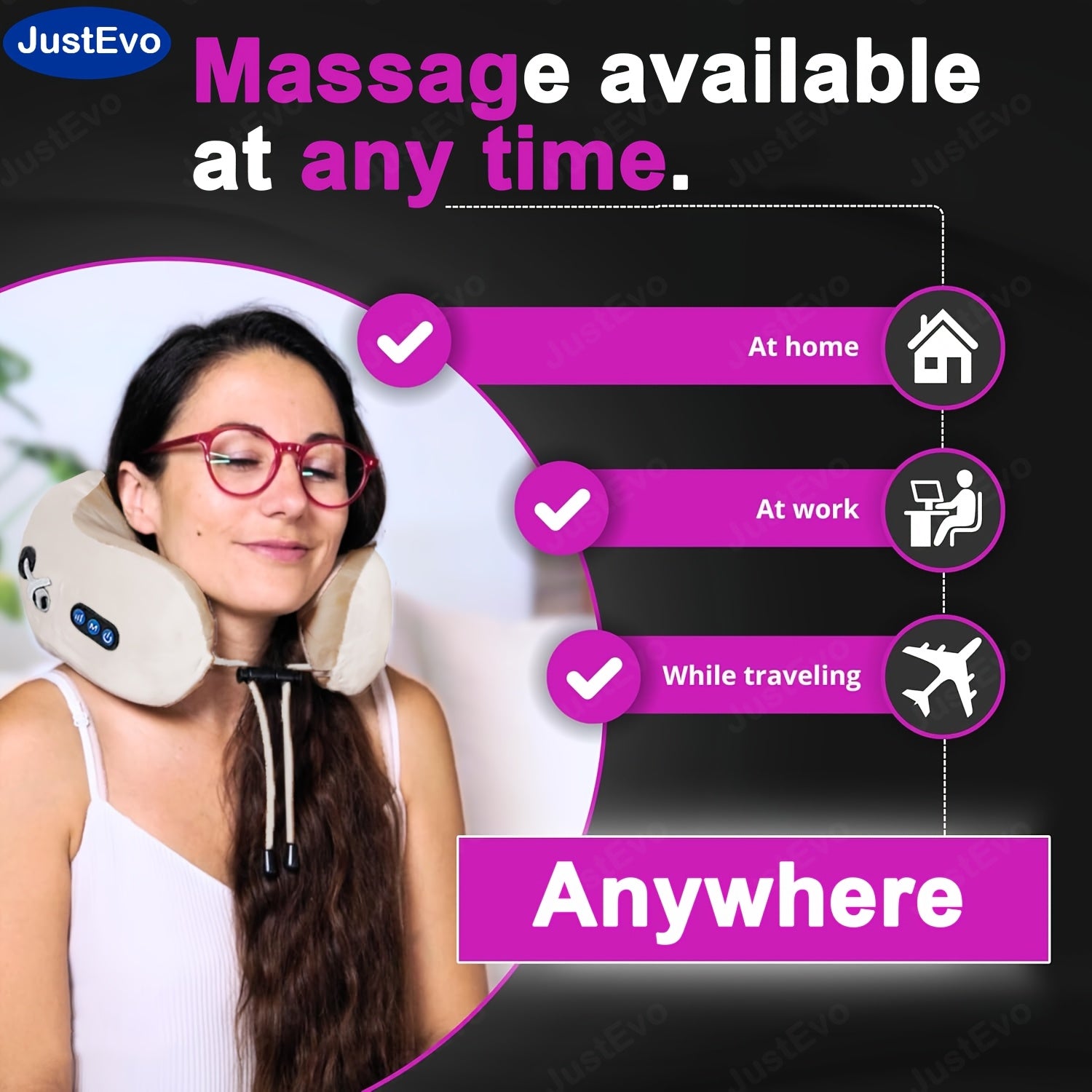 Erkin odamlar uchun bo'yin massaj yostiqchasi, uy, ofis va sayohat uchun ko'p funksiyali dizayn.