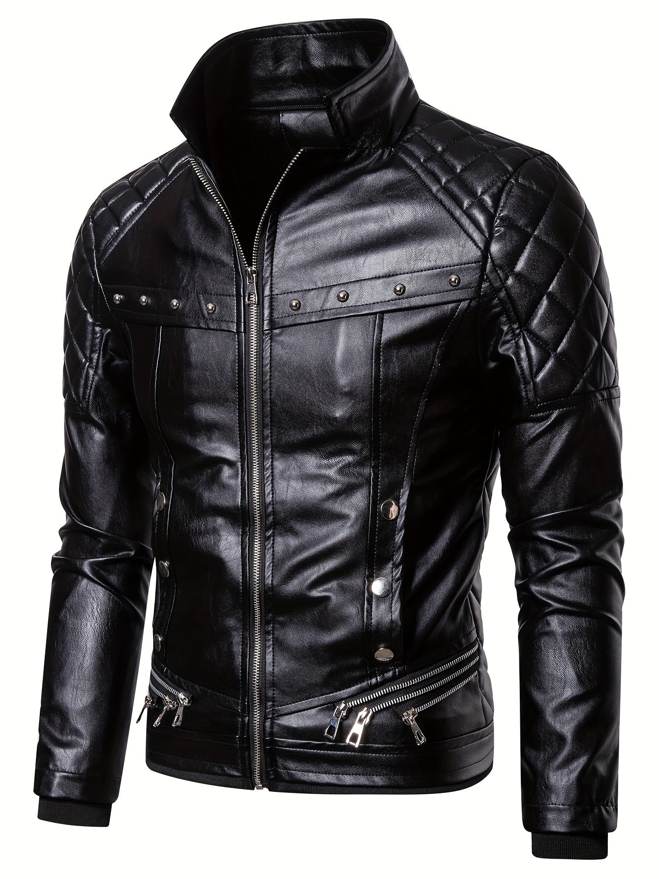 Men's Middle Eastern Style Polyester Jacket with Detachable Fur Collar and Zipper
