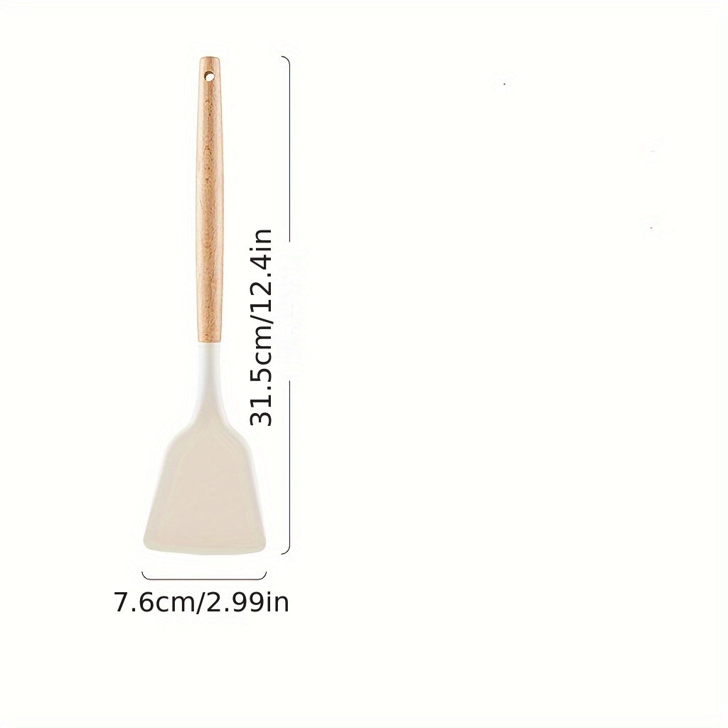 Silicone Spatula with Wooden Handle for Non-Stick Cooking and High Temperatures