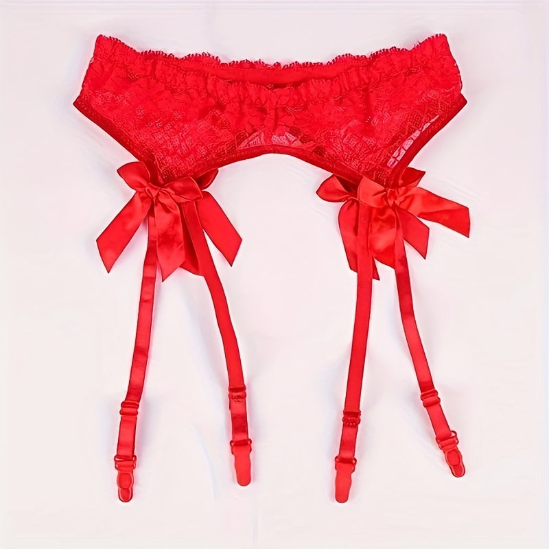 Lace Garter Belts with Clips Mesh Suspenders for Thigh-High Stockings Solid Colors