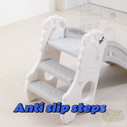 White Indoor Play Slide for Kids 2 Years and Older with Foldable Design and Anti-Slip Steps