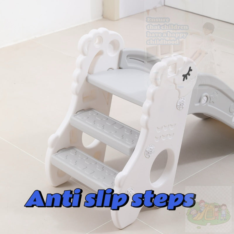 White Indoor Play Slide for Kids 2 Years and Older with Foldable Design and Anti-Slip Steps