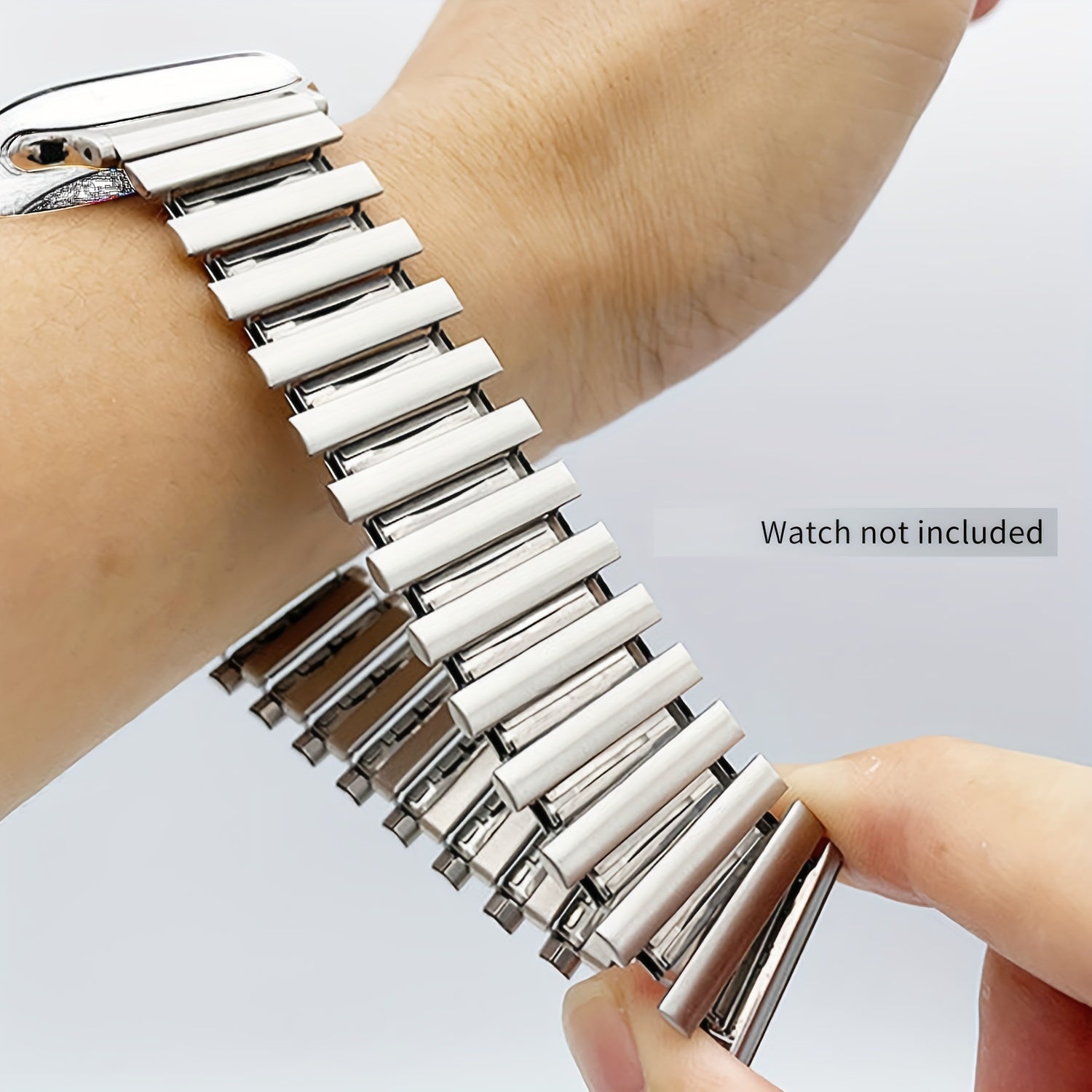 Elastic Stainless Steel Watch Strap for Apple Watch 45mm 49mm with Bamboo Joint