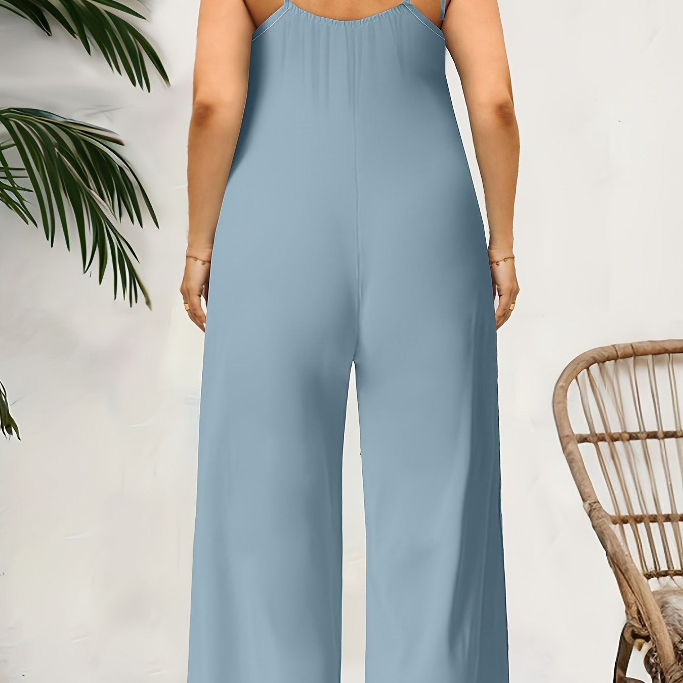 Women's Solid Color Jumpsuit with Tie Waist Polyester Spandex Knit