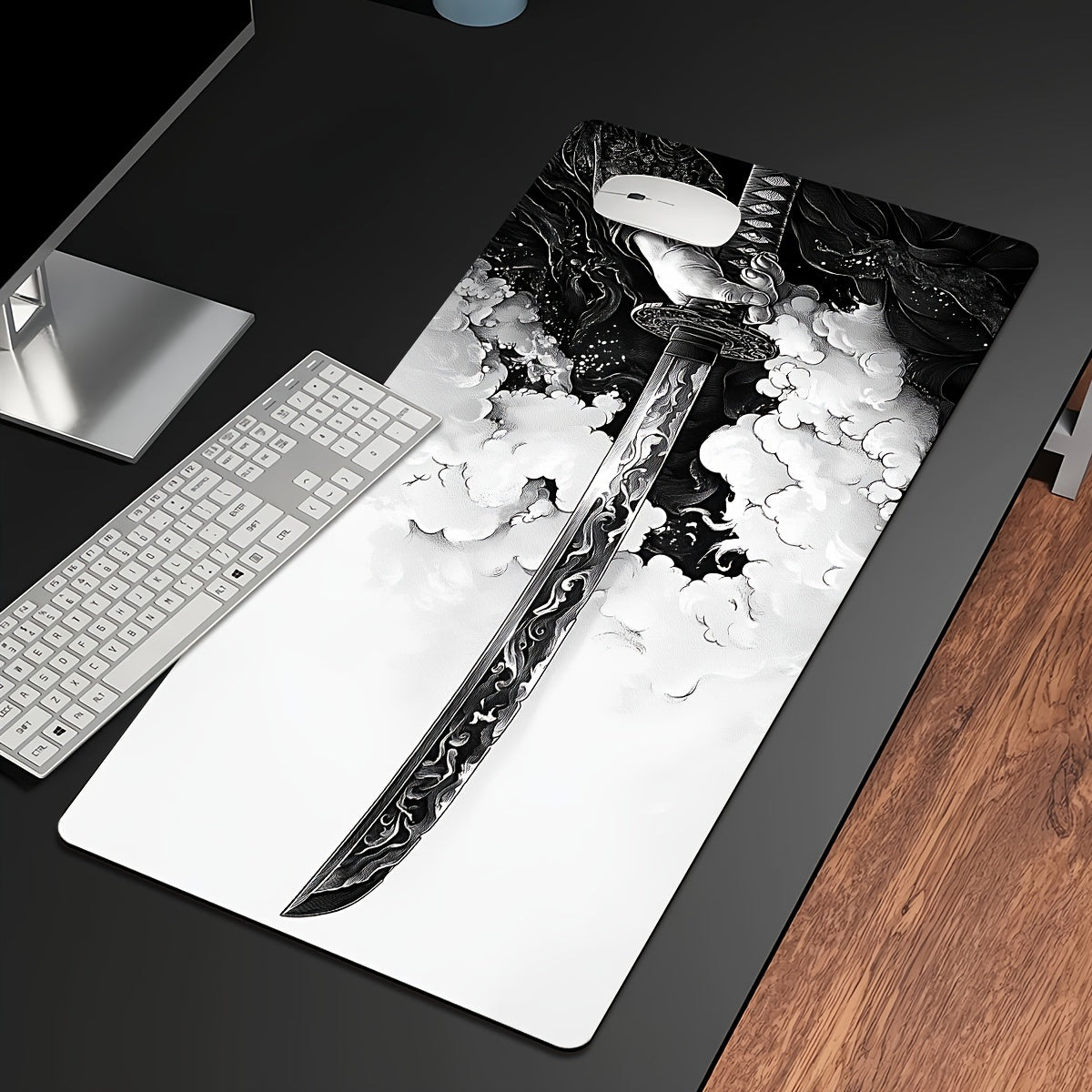 Extra Large Samurai Sword Gaming Mouse Pad Non-Slip Durable Polyester Desk Mat