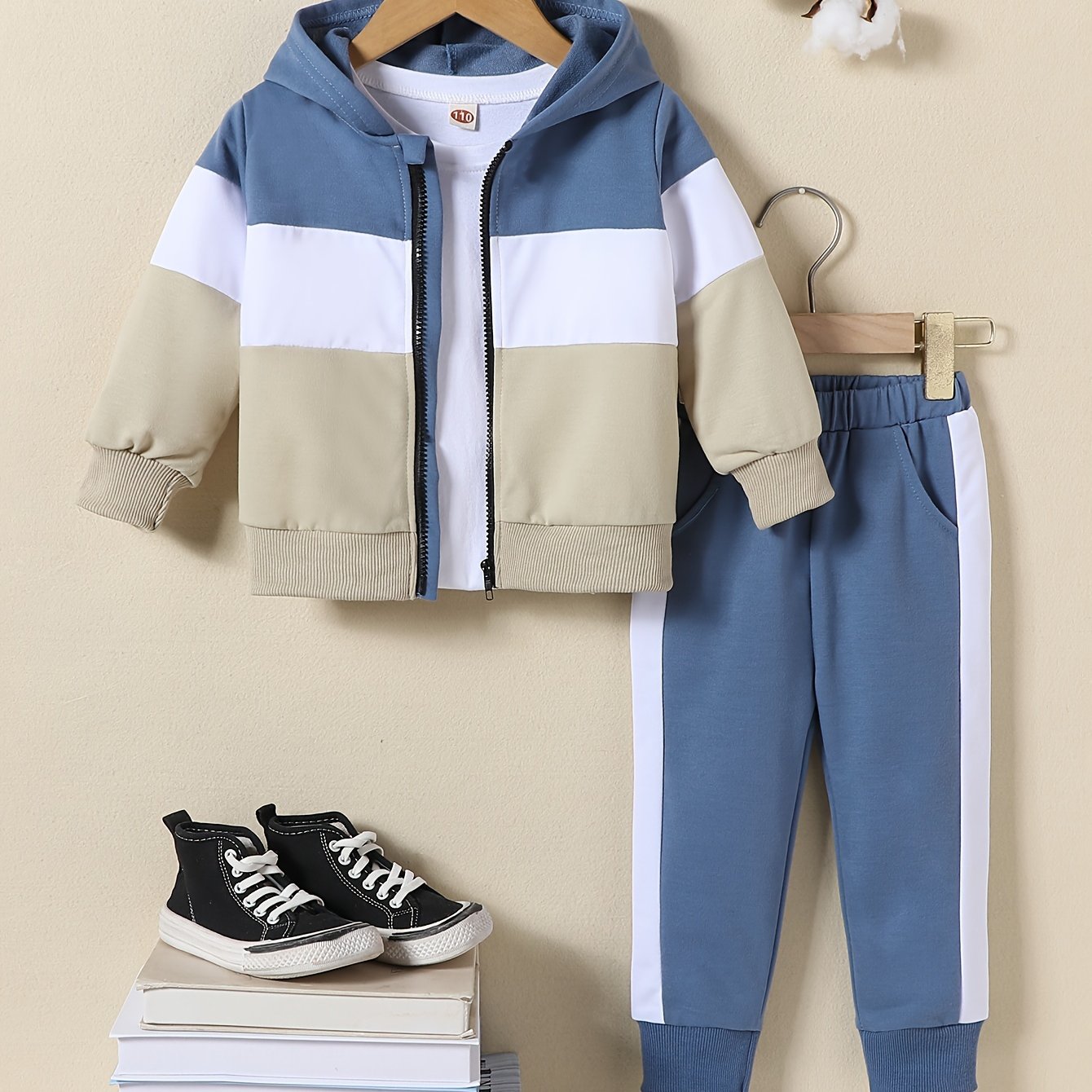 Boys Hoodie and Pants Set with Colorful Design Polyester Cotton Fall Winter Casual