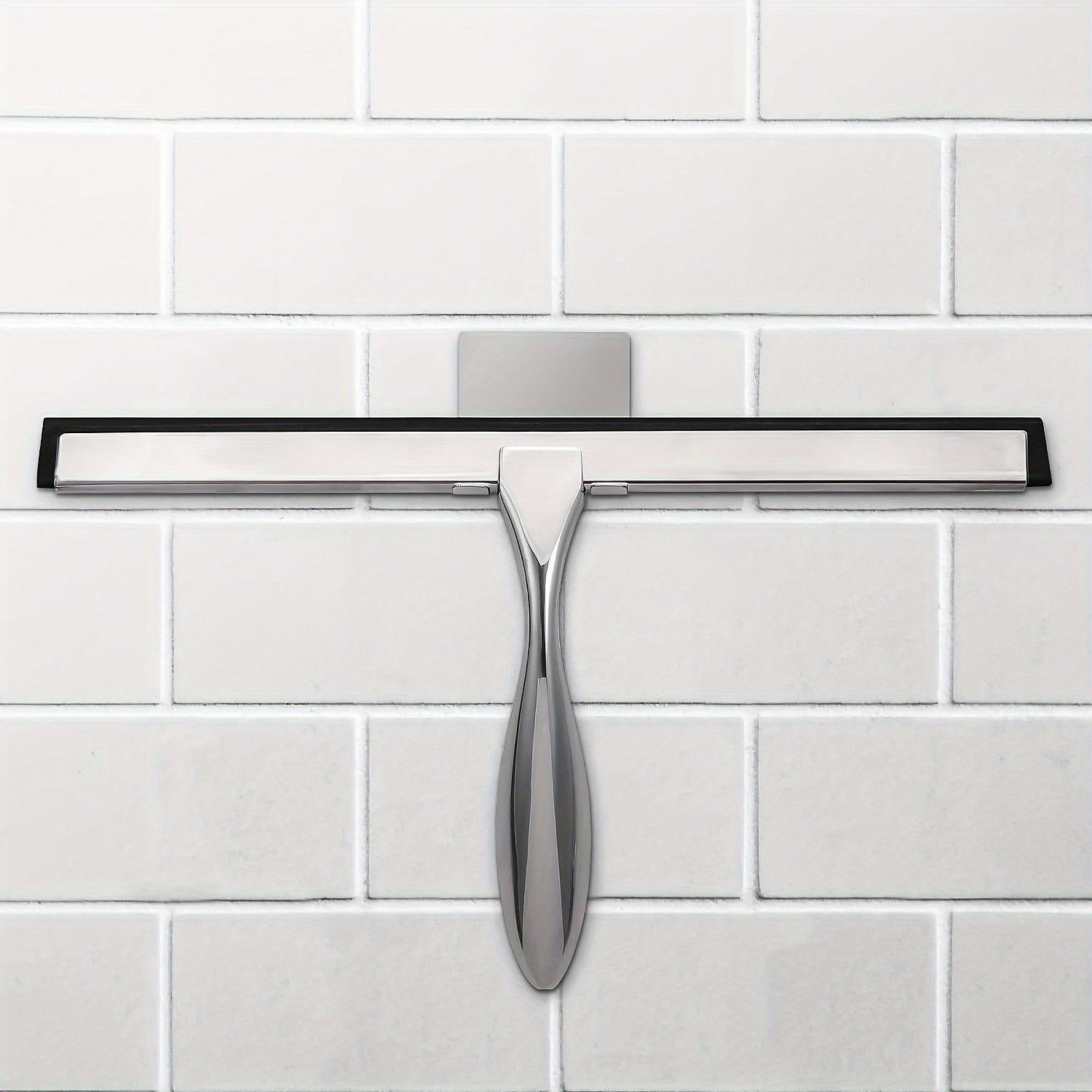 "Suvni tozalash uchun silikon tutqichi bilan shampun squeegee - hammom, shisha eshiklar va avtomobil oynalarini chiziksiz tozalash uchun - zanglamaydigan po'lat va yopishqoq ushlagich bilan"