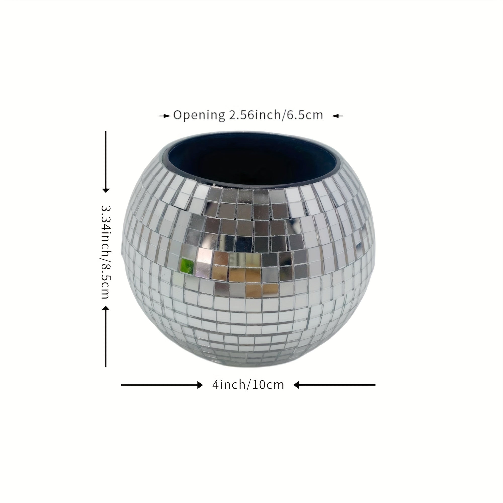 Mini Disco Ball Planter and Desk Organizer for Pens and Makeup Plastic Polished