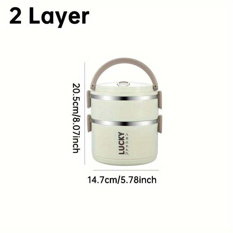 Insulated Stainless Steel Lunch Box with Lid and Handle Leak-Proof Thermal Food Container for School Office Camping