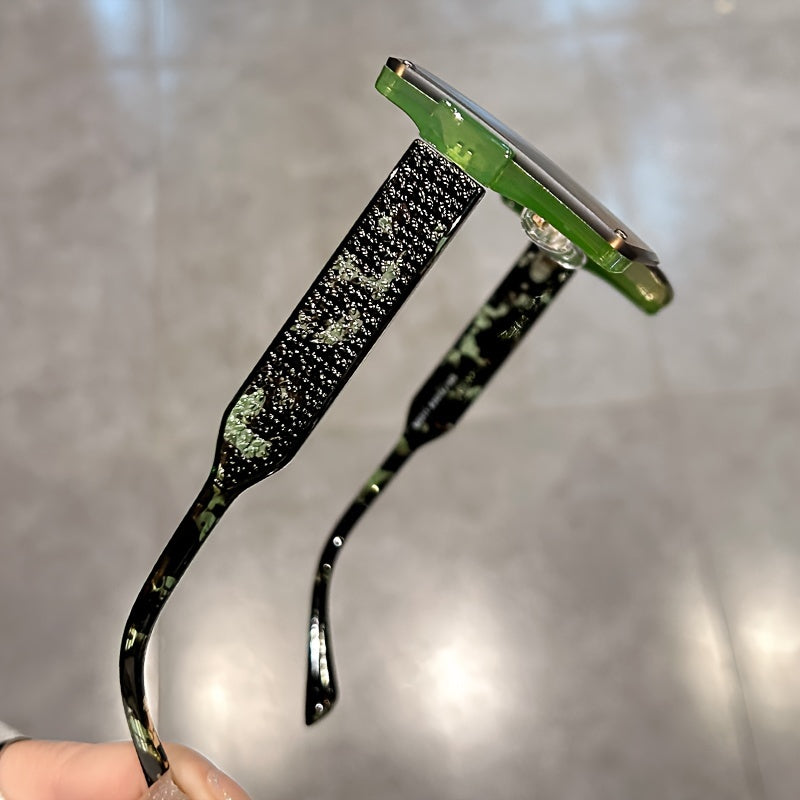 Unisex Oversized Rimless Gradient Anti-Glare Sunglasses for Beach and Vacation