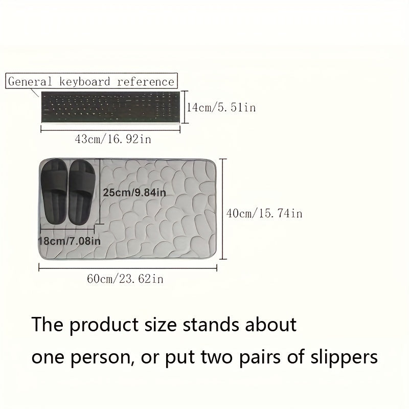 1 dona Tosh naqshli pol gilami, namni o'zlashtiruvchi va tez quriydigan, sirpanmaydigan va juda yumshoq kirish gilami hammom, yotoqxona, oshxona, yashash xonasi uchun - Ideal uy bezaklari va hammom jihozlari.