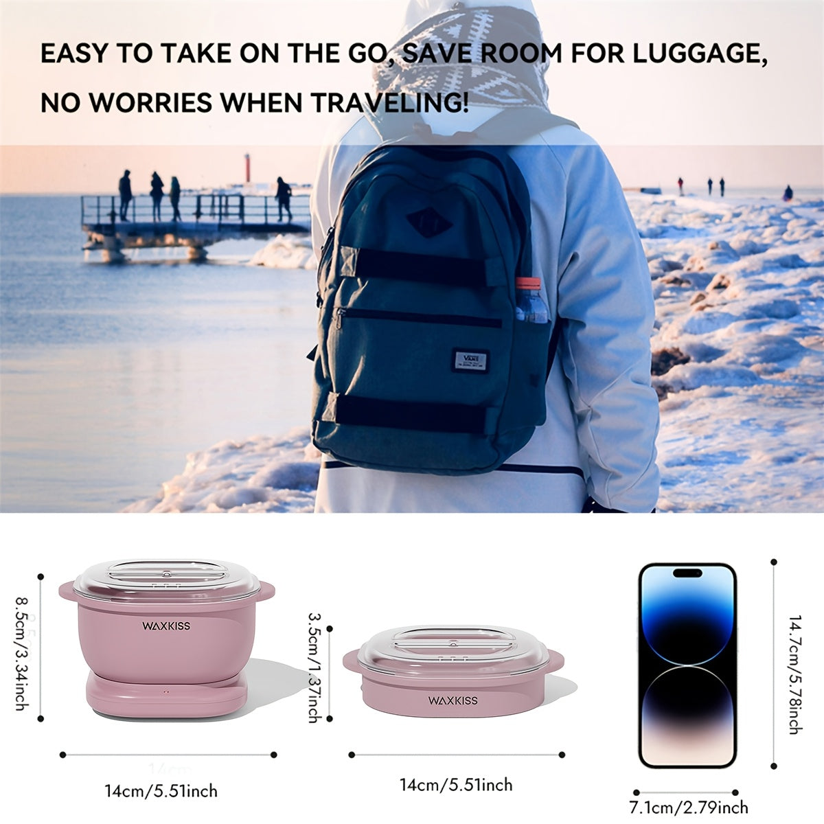 Mini Folding Silicone Wax Pot Heater for Body Hair Removal with Hard Wax and Wooden Sticks