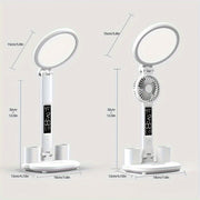 LED Desk Lamp with Eye Protection, Touch Control, Foldable Design, Built-in Fan for Reading in Bed