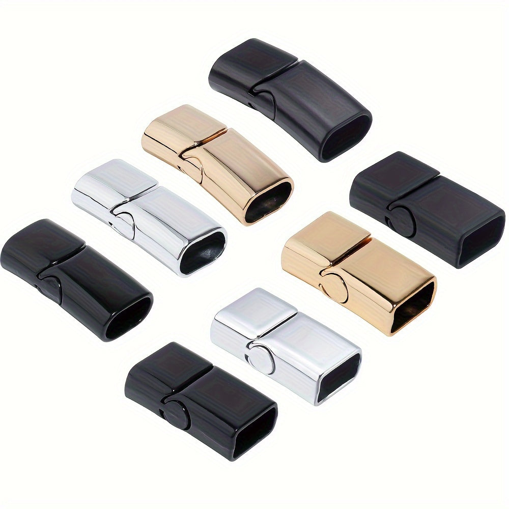 Magnetic Buckle Set 5 Pieces for Leather Rope Jewelry Findings Flat Rectangular Rounded Corners