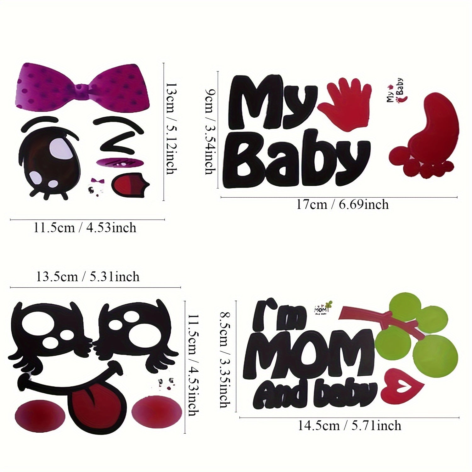 Set of 9 Funny Cute Pregnancy Belly Stickers for Maternity Bump Decals and New Mom Gifts