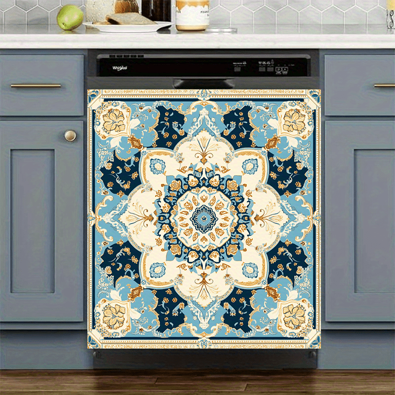 Turkiston Ko'k Vintage Qaynatgich Magnit Suv o'tkazmaydigan PVC Saroy uslubi 58.5x65 sm