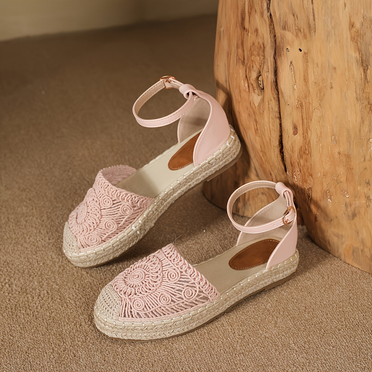 Women's Summer Woven Fabric Open-Toe Flat Sandals for Beach and Casual Wear