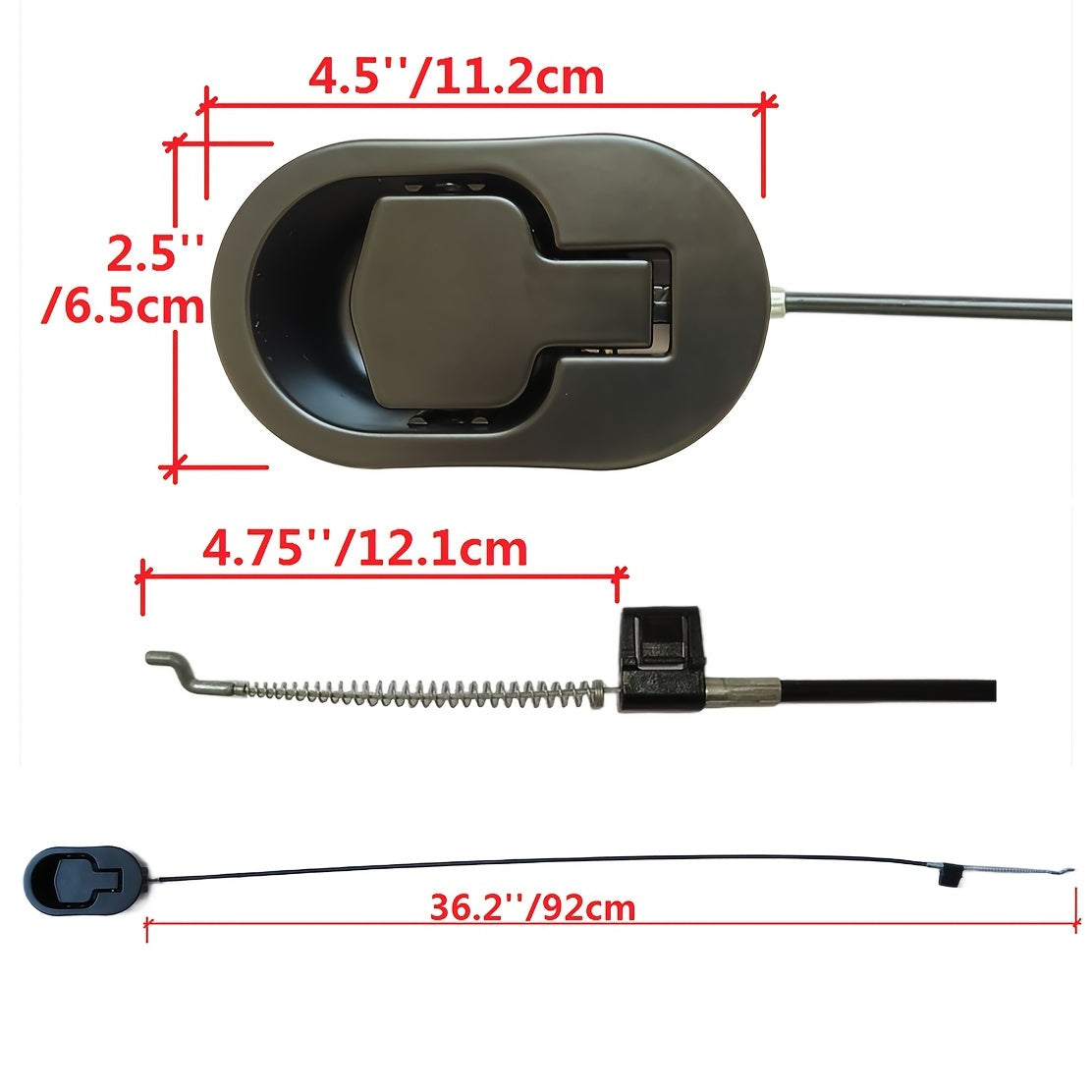 Black Metal Recliner Handle with 12.06cm Cable for Sofa and Chair Recliner Release