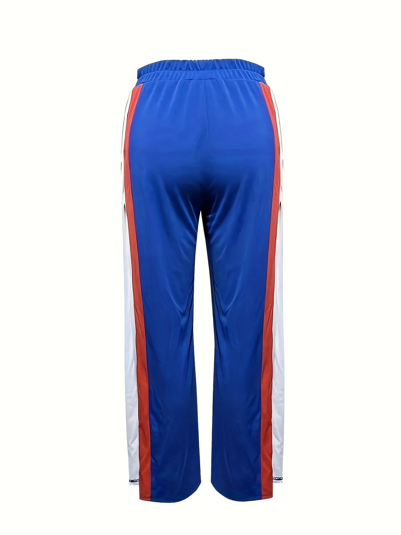 Women Wide Leg Palazzo Pants Color-Blocked Split Design Casual Summer Fashion