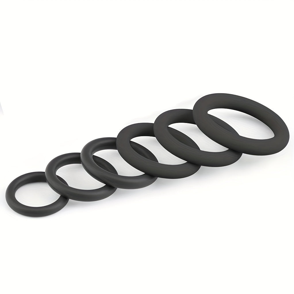 Men Soft Silicone Cock Rings Set of 6 Penis Delay Rings Adult Toys