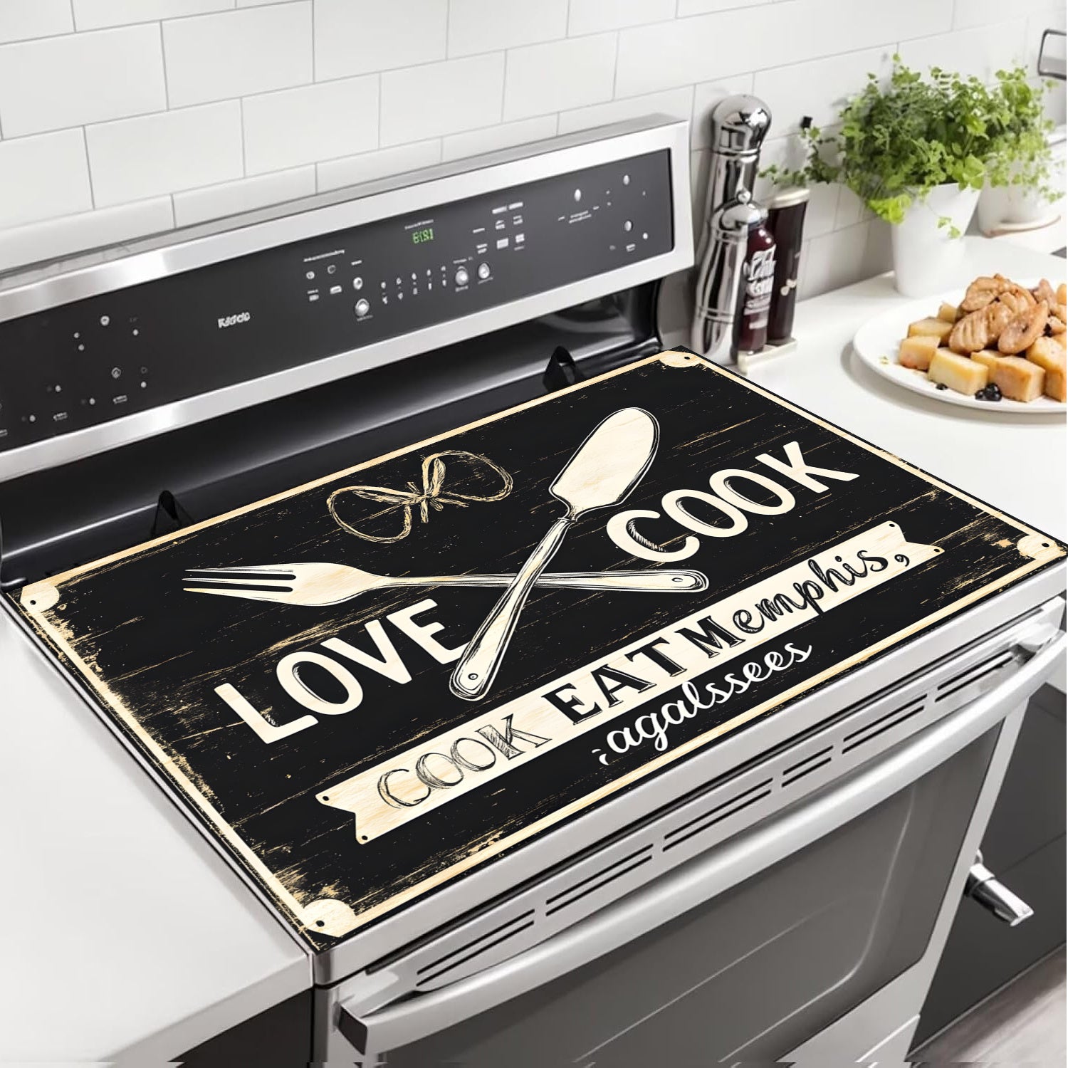 2D Flat Rubber Cooktop Protection Pad Non-Slip Scratch-Resistant for Stove Ovens