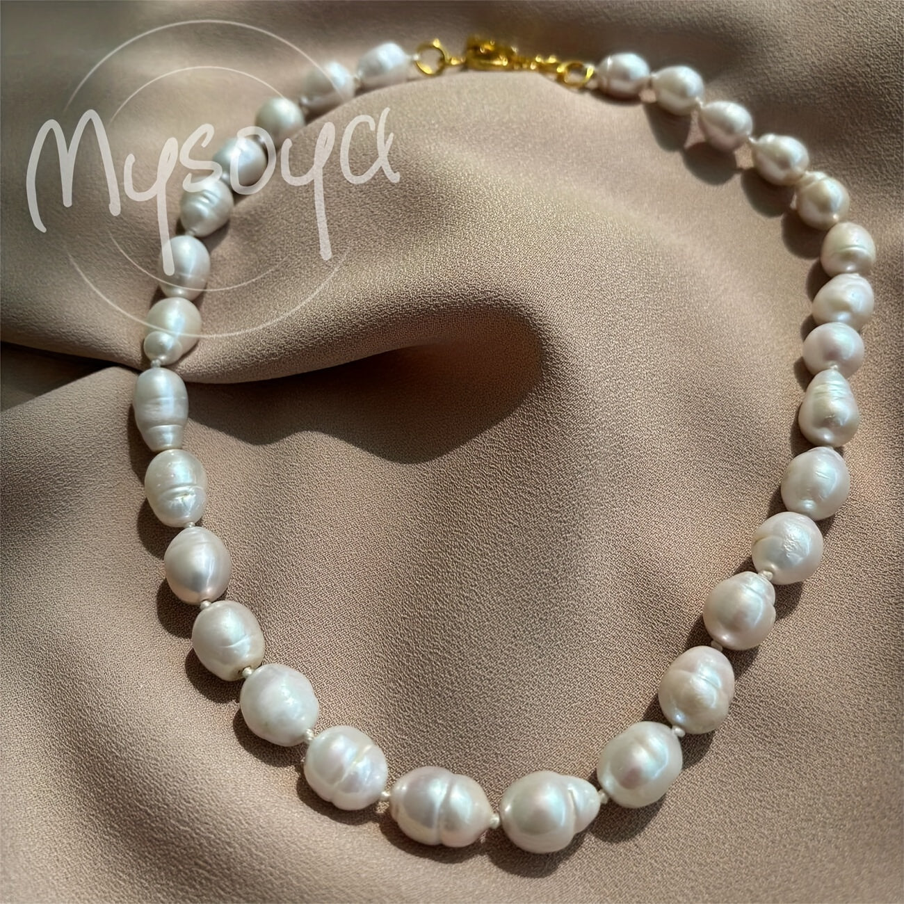Handcrafted Baroque Pearl Necklace with 10-12mm Natural Freshwater Pearls Gift Box Jewelry