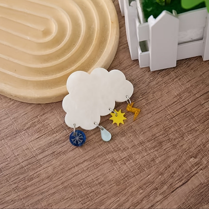 White Cloud Acrylic Brooch for Women and Girls Stylish Adornment for Outfits and Bags