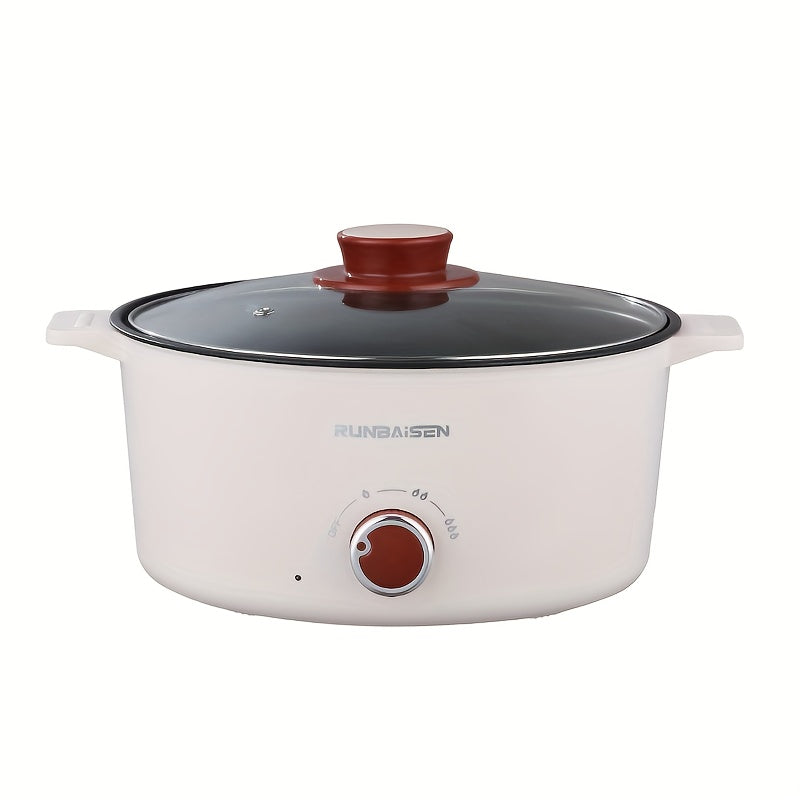 Multi-functional electric cooking pot with glass lid non-stick adjustable heat three-level fire anti-scald exterior wide diameter tall body for home cooking