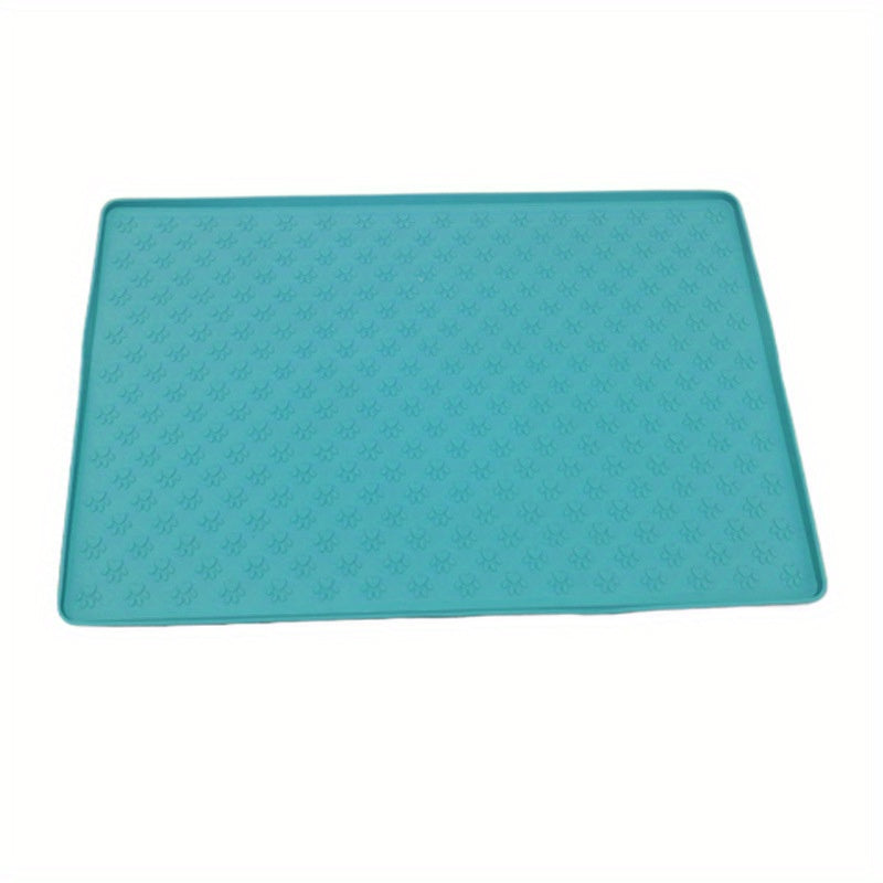 Silicone Pet Food Mat with Raised Edge for Cats Waterproof Leak-Proof Foldable