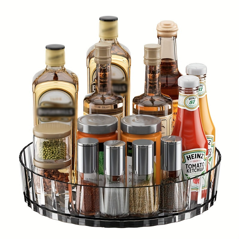 Transparent Plastic Lazy Susan Turntable Organizer for Condiments and Seasonings