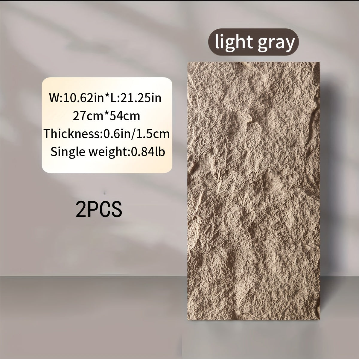 Contemporary Reusable PU Stone Wall Decal 26.97cm x 53.98cm Multi-Surface