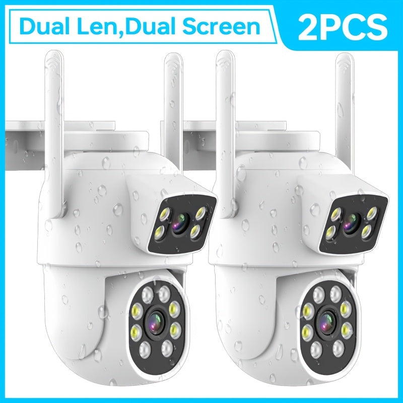 Dual Lens Outdoor Security Cameras 360° Pan Tilt Motion Detection Night Vision Waterproof