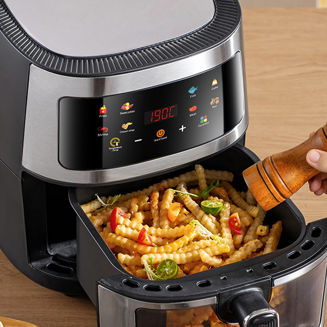 6L Air Fryer with Clear Window Black 6-in-1 Crispy Skin Roasting Dehydrating