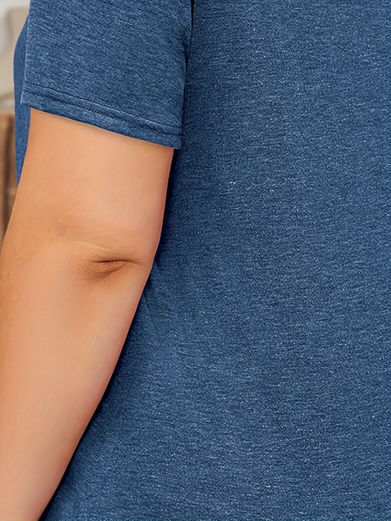 Plus Size Women's Pleated Short Sleeve Square Neck T-Shirt Spring Summer Casual Clothing