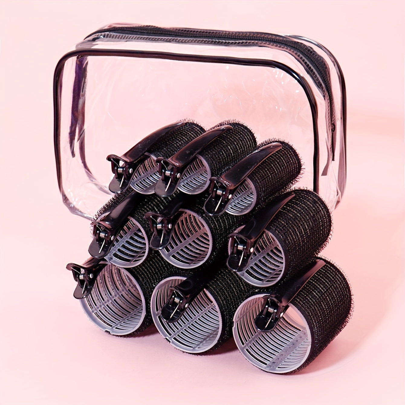 19-Piece Heatless Curlers Set with Clips and Storage Bag for DIY Hair Styling