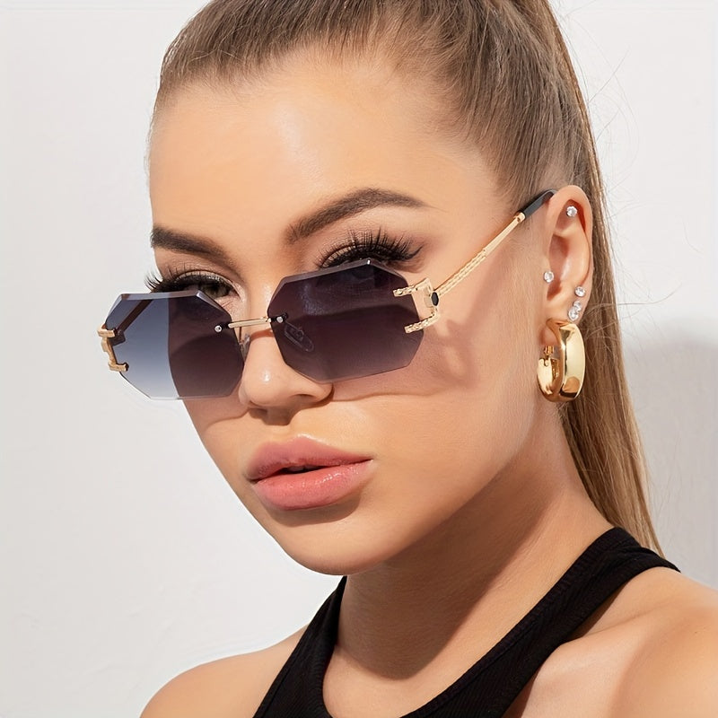 Women's Oversized Gradient Polygonal Frameless Fashion Glasses
