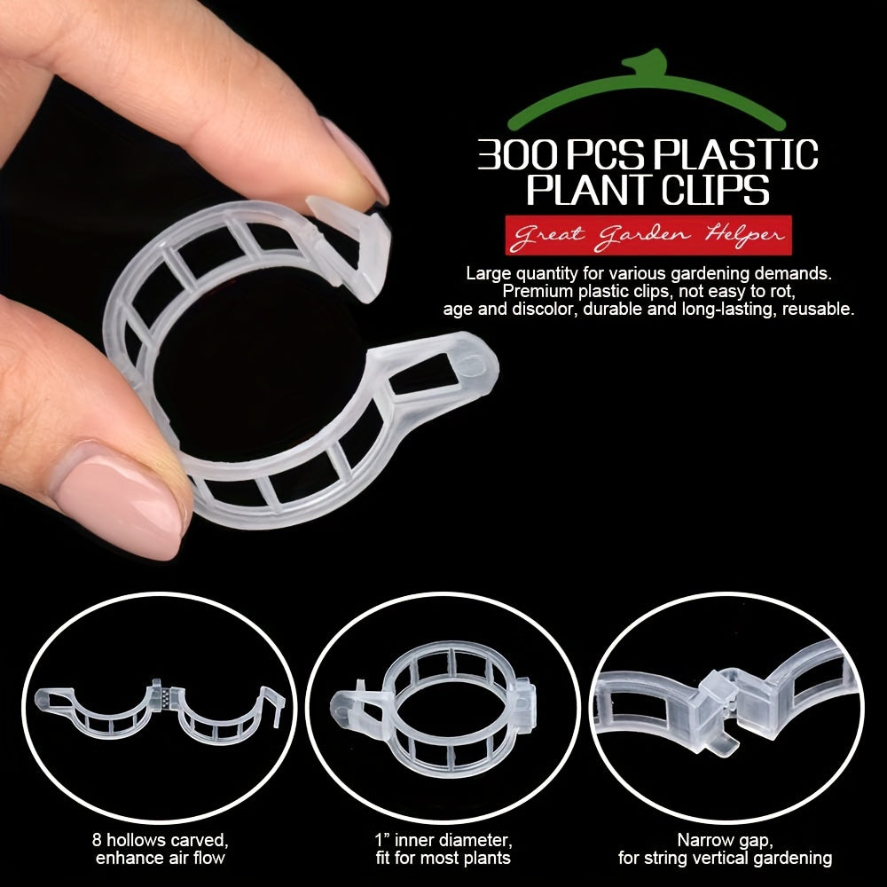 300-Pack White Plastic Garden Trellis Clips for Climbing Vegetables and Flowers