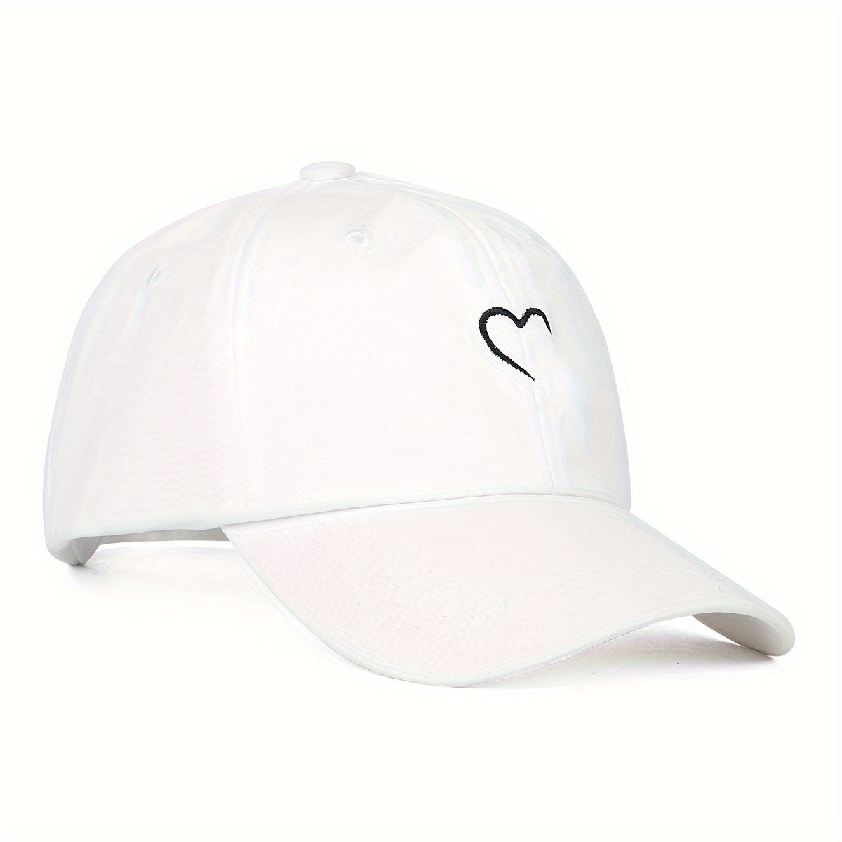 Women's Adjustable Polyester Baseball Cap with Embroidered Heart for Casual and Holiday Wear