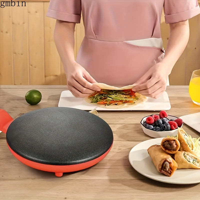 Sartén para tortitas redonda negra con calefacción de un lado, enchufe europeo estándar, por debajo de 1000W, aluminio