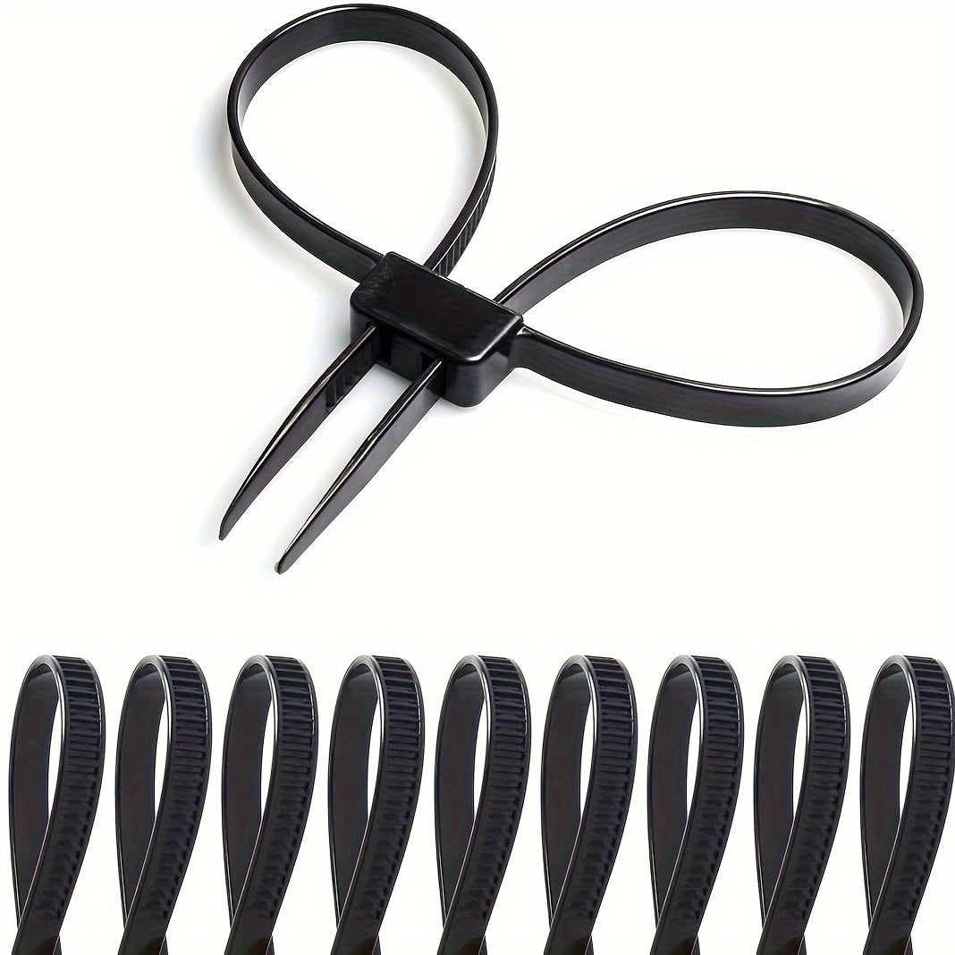 Black Nylon Zipper Ties Set 1/3/10pcs Weatherproof Non-Slip Break Resistant