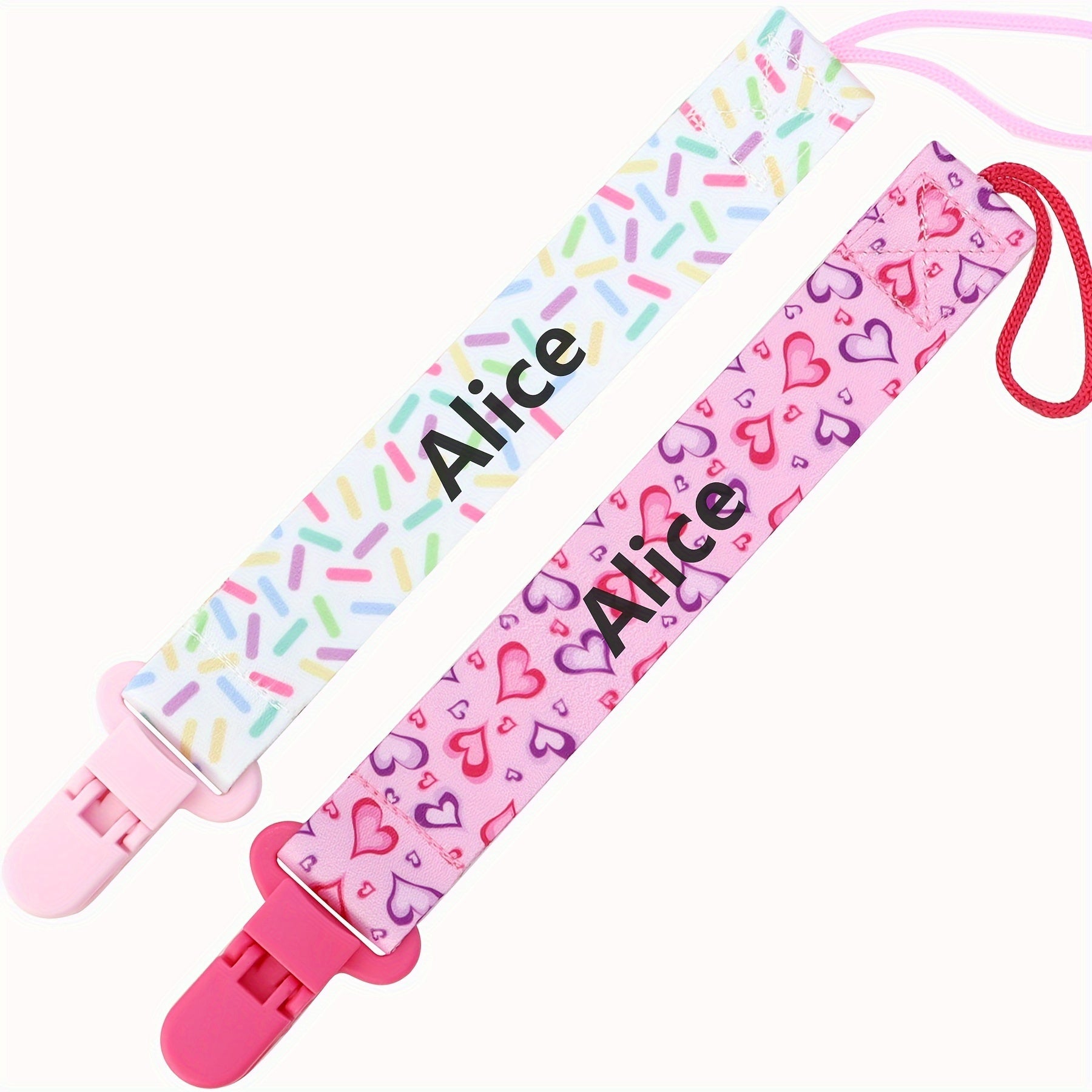 Personalized Pacifier Clip Set with Custom Names for Boys and Girls - 4 Adorable Designs