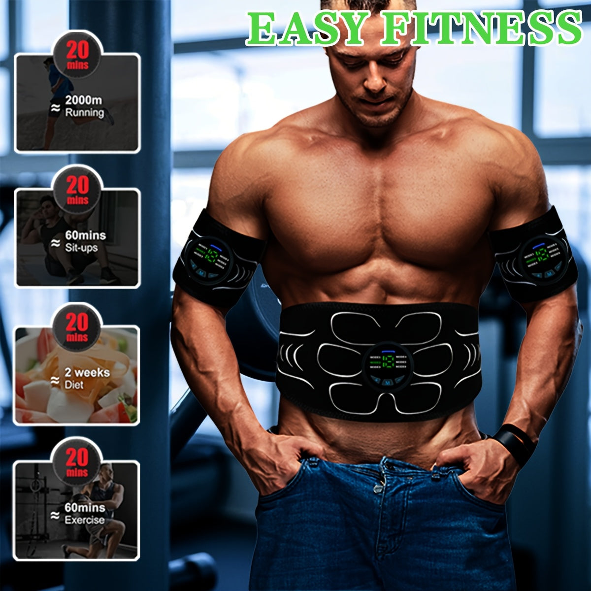 USB zaryadlash massaj kamarlarining uch qismli to'plami, o'nta massaj rejimi, EMS mushak stimulyatsiya funksiyasi, 6 ta massaj rejimi va 18 ta intensivlik. Uyda foydalanish uchun ideal va ajoyib sovg'a bo'ladi.