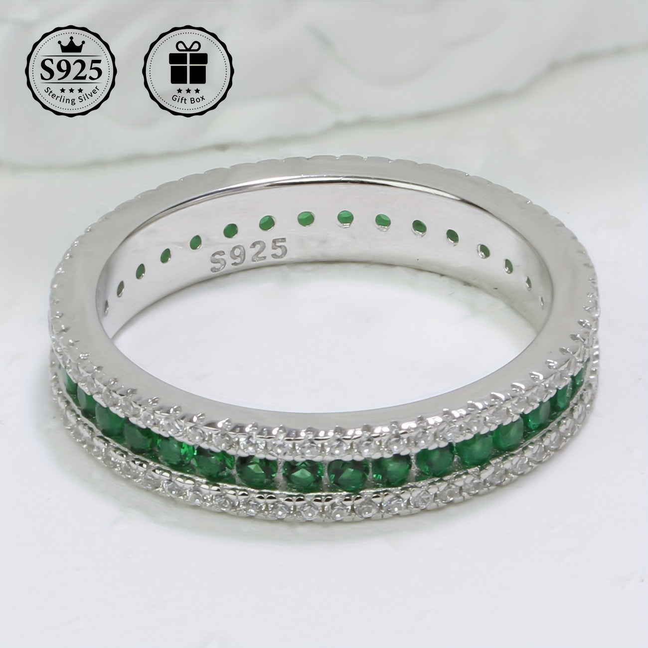 Sterling Silver Princess Cut Full Eternity Band, Minimalist va Stylish, Sun'iy Ruby va Flower Zirconia Pave Ring ayollar uchun