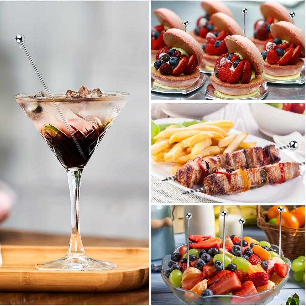 5/10/15/20/40 нержавеющие стальные коктейльные шпажки для Блоди Мэри, фруктов в бренди и оливок для мартини. Многоразовые металлические шампуры для закусок.