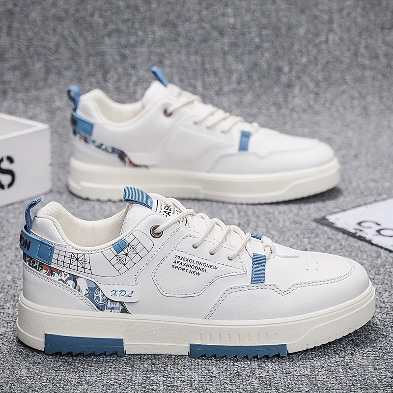 Men's Casual Skate Shoes Non-Slip Lace-Up Low Top PU Canvas All-Season