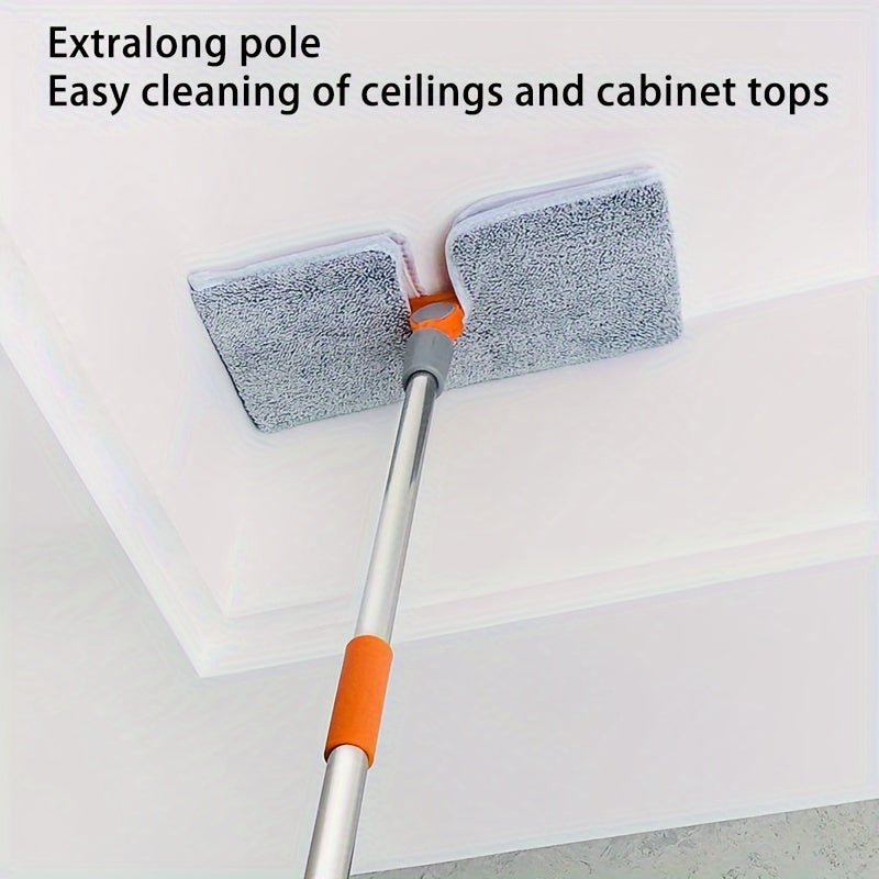 Juego de limpiador de ventanas y cristales extra largo con cabezal de fregona giratorio y 4 almohadillas